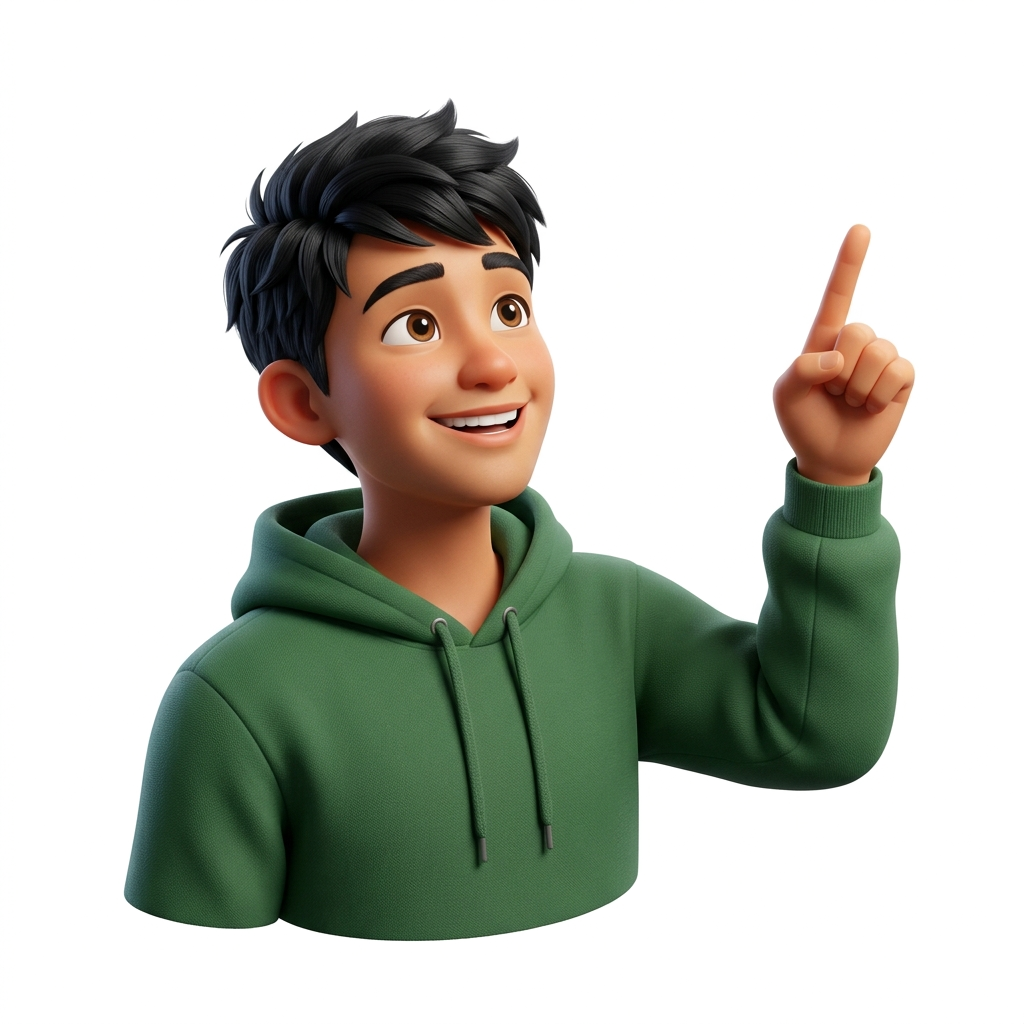 3D Mascot pointing up